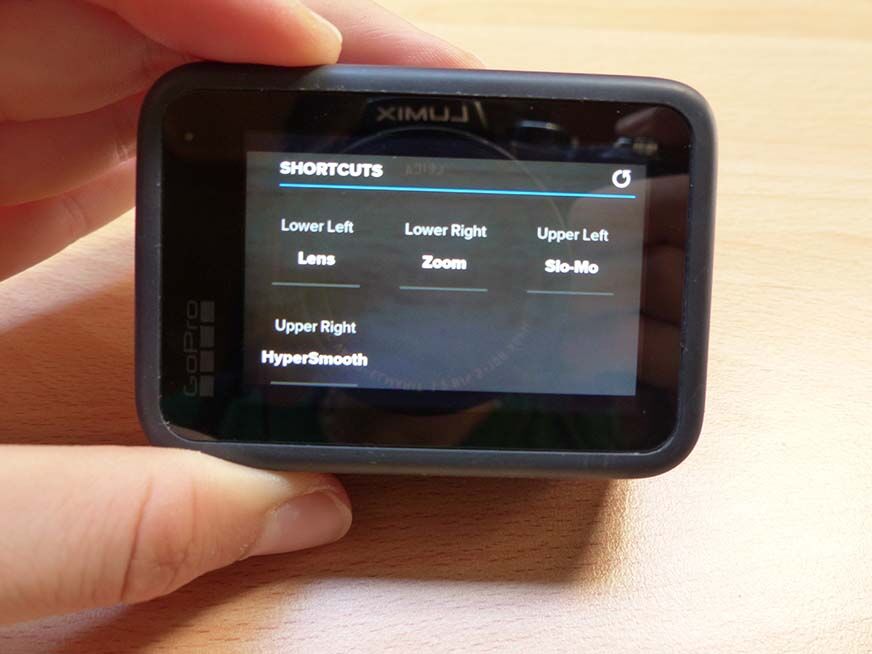 Man sieht die Shortcuts auf der GoPro Hero 9.